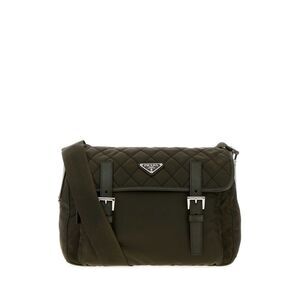 Prada Women Olive Green Fabric Crossbody Bag